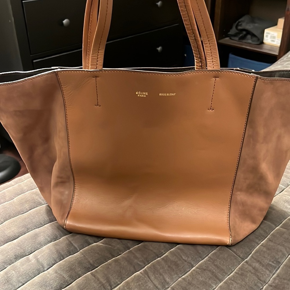 Auth CELINE Cabas Phantom - Orange/Brown Leather Tote Bag/Christmas Sale🔥